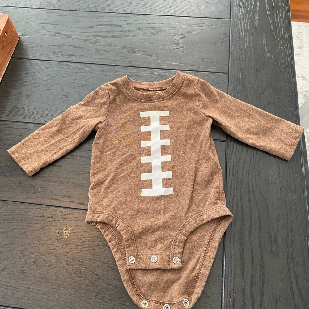 Brown Football-Inspired Baby One Piece